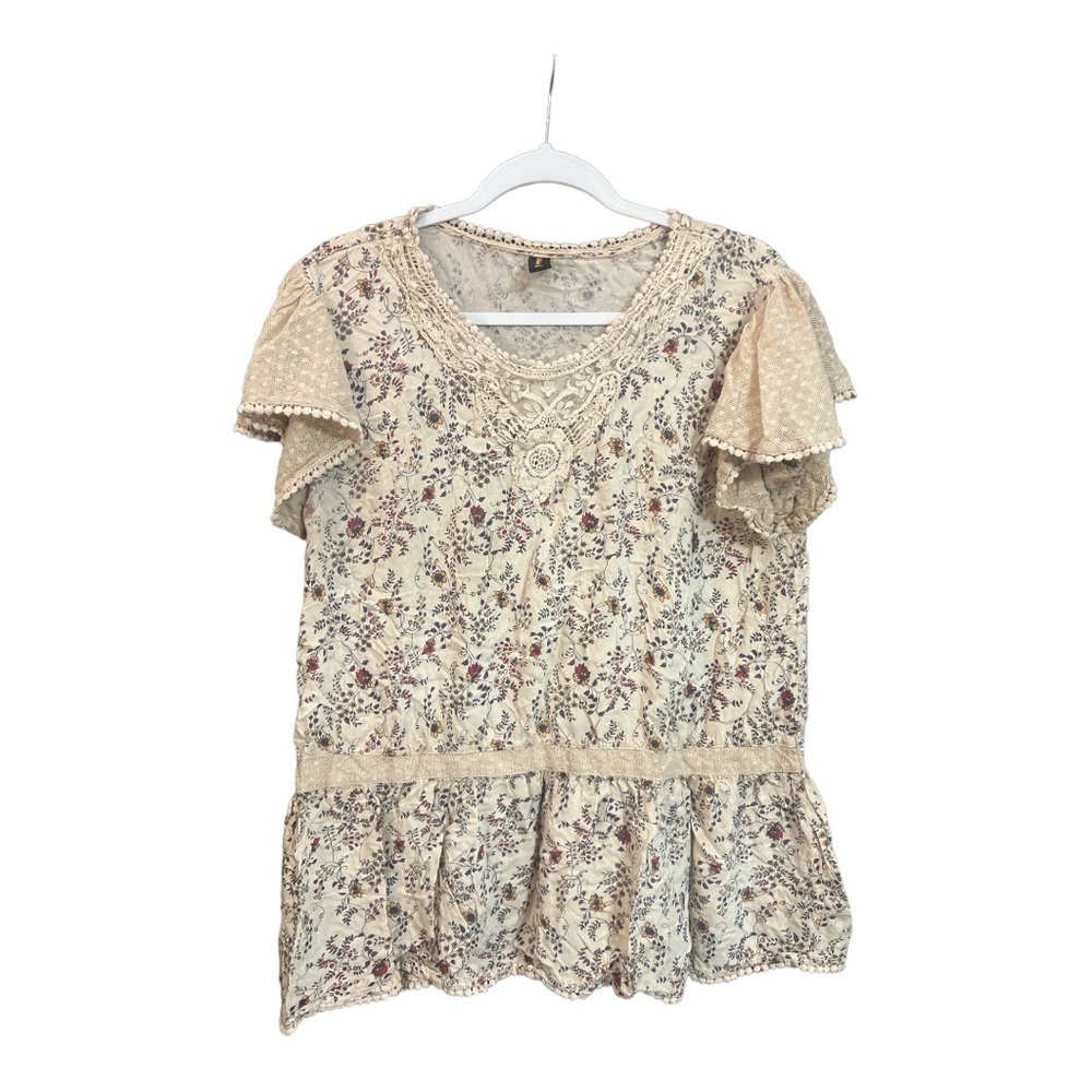 Sacred‎ Threads Boho Cottagecore Blouse Size XL CA1